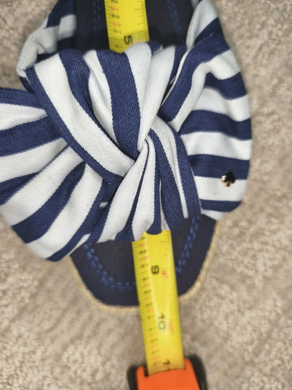 Kate Spade New York Caliana Stripe Slide Sandals Blue White Bow Mule Shoes Sz7,5